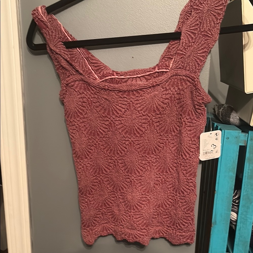 Free People Ribbed Fitted Pink Tank Top